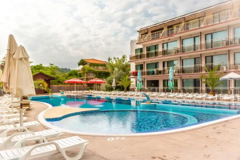 The outdoor pool at Sozopoli Beachfront