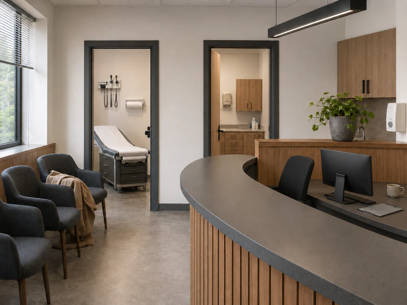 Reception and waiting area in a medical centre